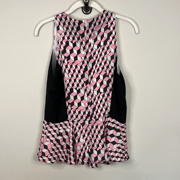 Line & Dot silk geometric print peplum top - Picture 3 of 8